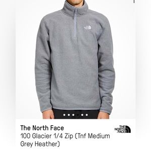 THE NORTH FACE Men's 100 Glacier 1/4 Zip Sweater - Large Grey Heather